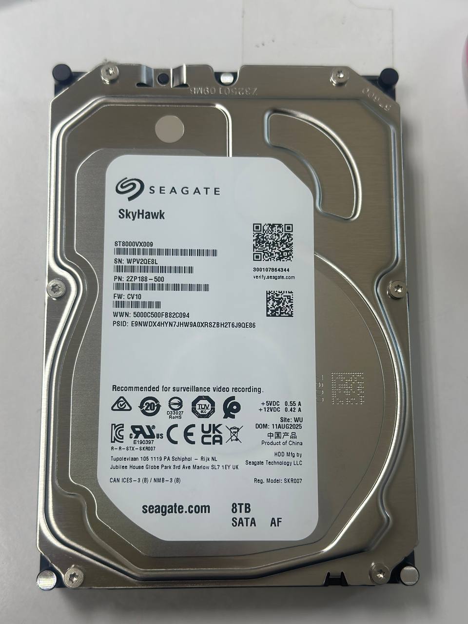 Жесткий диск SATA-3 8Tb Seagate SkyHawk [ST8000VX010] Cache 256MB EU/CN